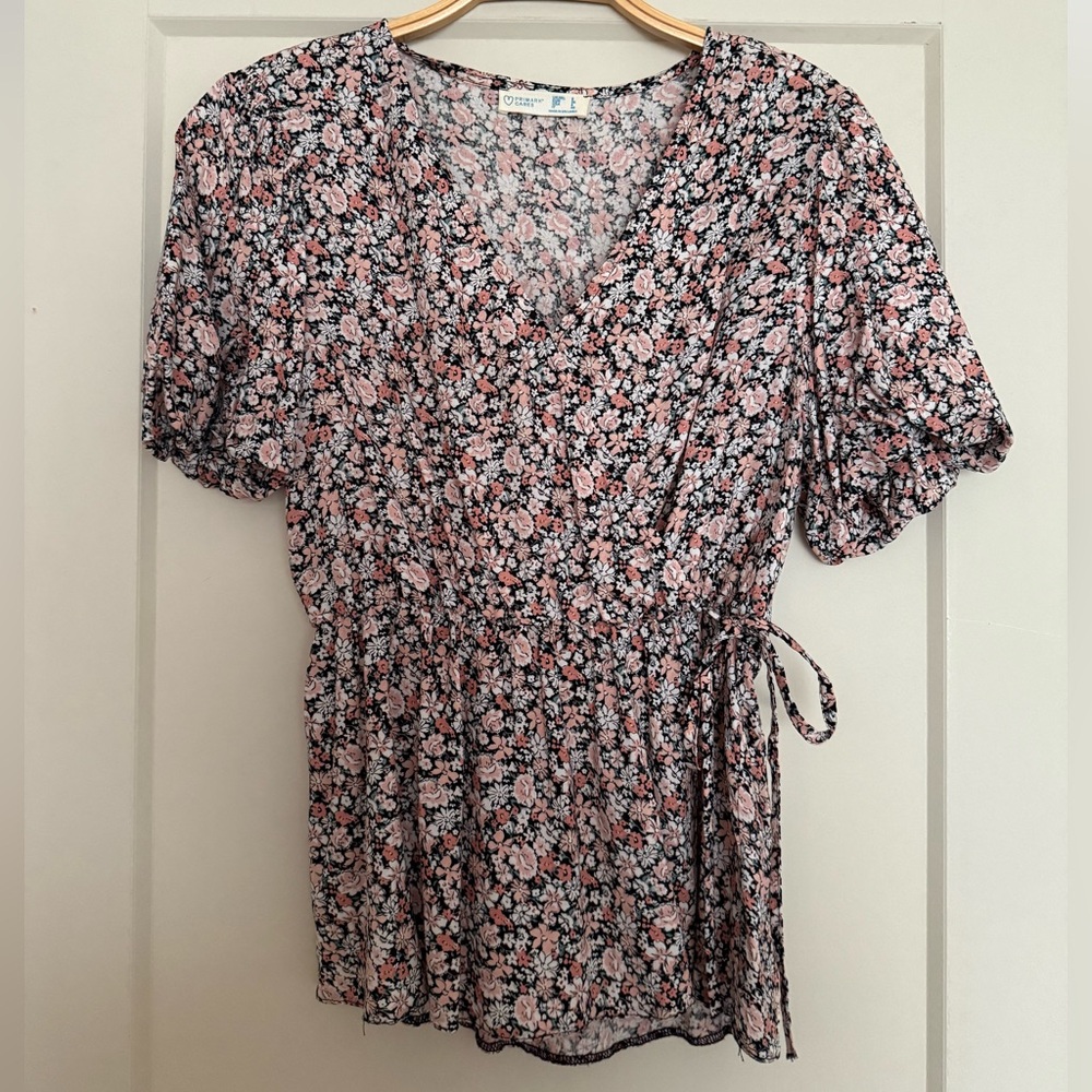 Pink and Black Floral Top